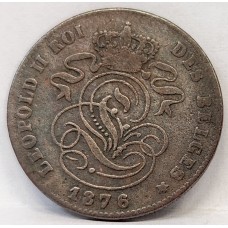 BELGIUM 1876 . TWO 2 CENTS COIN